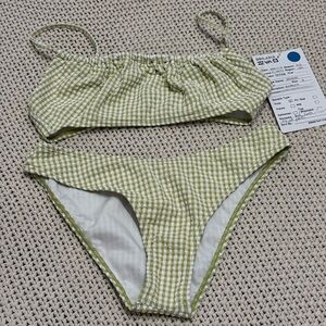 New Billabong Sample Gingham Green and White Gingham Bikini Set -Size Medium